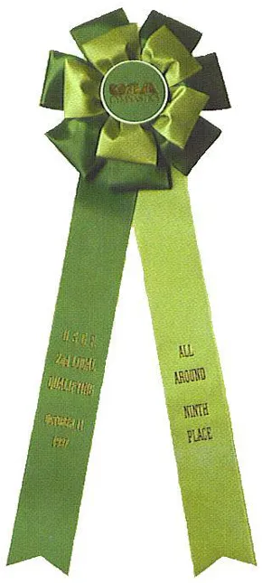 Olive green double-head rosette